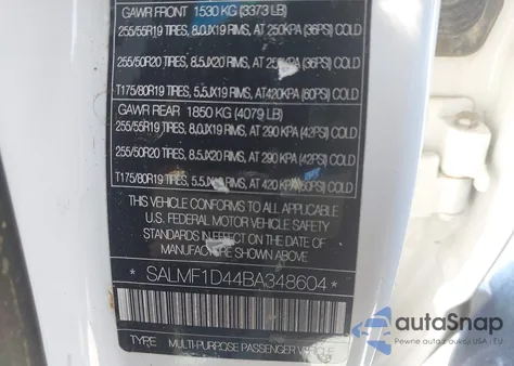 2011 Land Rover Range Rover Hse from USA, damaged, VIN SALMF1D44BA348604